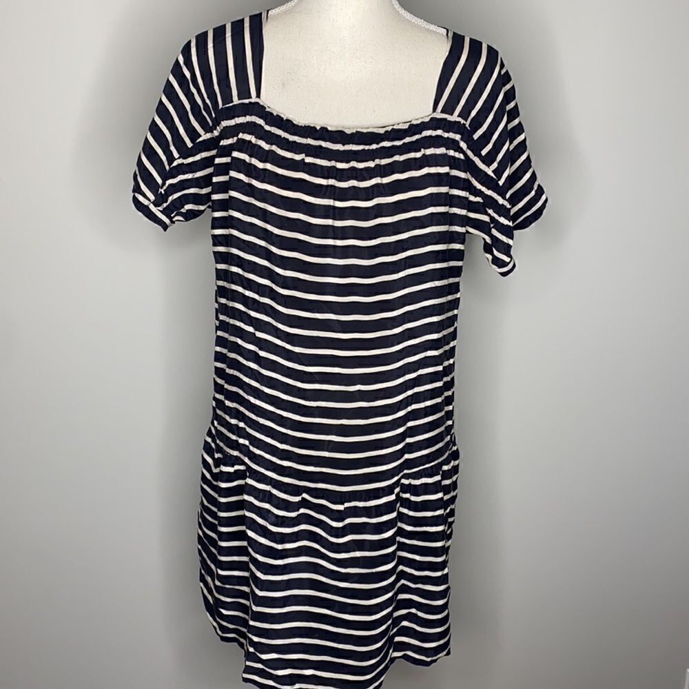 JCrew Mini Navy White Striped Dress